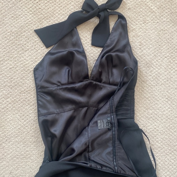 LYNDIA Midi Black Dress Size 2 Tie Neck Open Back Cocktail Party New Years - Picture 7 of 12